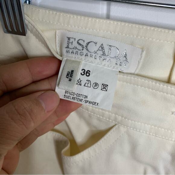 Escada floral Hawaii tropical embroidered‎ pleated front white pants size 26 - Picture 10 of 11